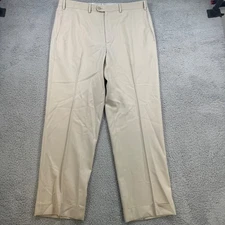 Zanella Mens 38x30 Trousers Todd Pants Beige Flat Front Dress Made in Italy