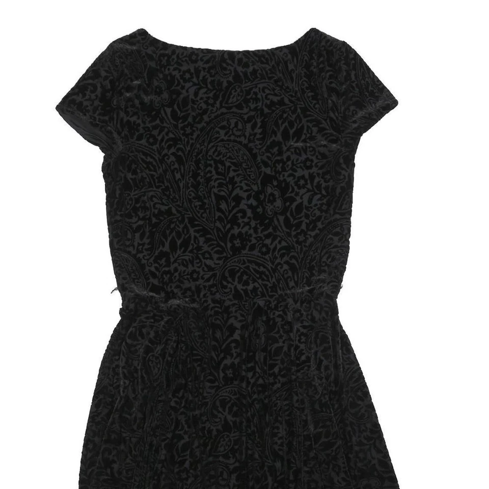 LAUREN RALPH LAUREN Mujer Negro Mezcla Poliéster Ajuste y Acampanado Terciopelo Floral Rodilla Foto 4 de 4