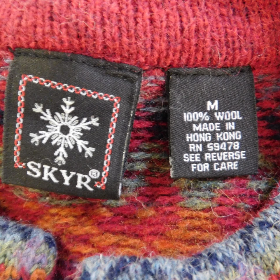 VIntage SKYR Nordic Fair Isle Wool Cardigan Sweater Silver Clasps Sz Medium - Image 4 of 4