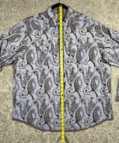 Tommy Bahama Jeans Shirt Mens XL Blue Paisley Pearl Snap Flip Cuff 100% COTTON - Picture 3 of 8