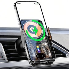 15W Fast Wireless Car Charger Automatic Clamping Mount Air Vent Phone Holder US