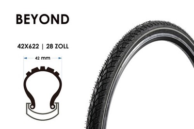 28 Zoll Fahrrad Reifen Beyond 28x1.60 Tire City Trekking 42-622 Reflex