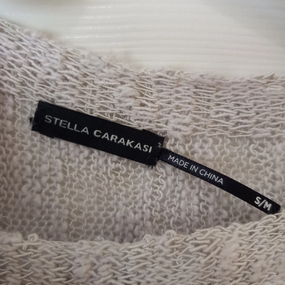 STELLA CARAKASI натуральный люкс хлопок нейлона серый вязаный ассиметричный свитер верхний S/M - Изображение 2 из 4