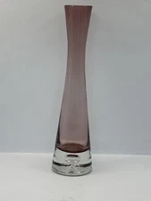 Amethyst Art Glass Bud 10” Vase Clear Base with Bubble
