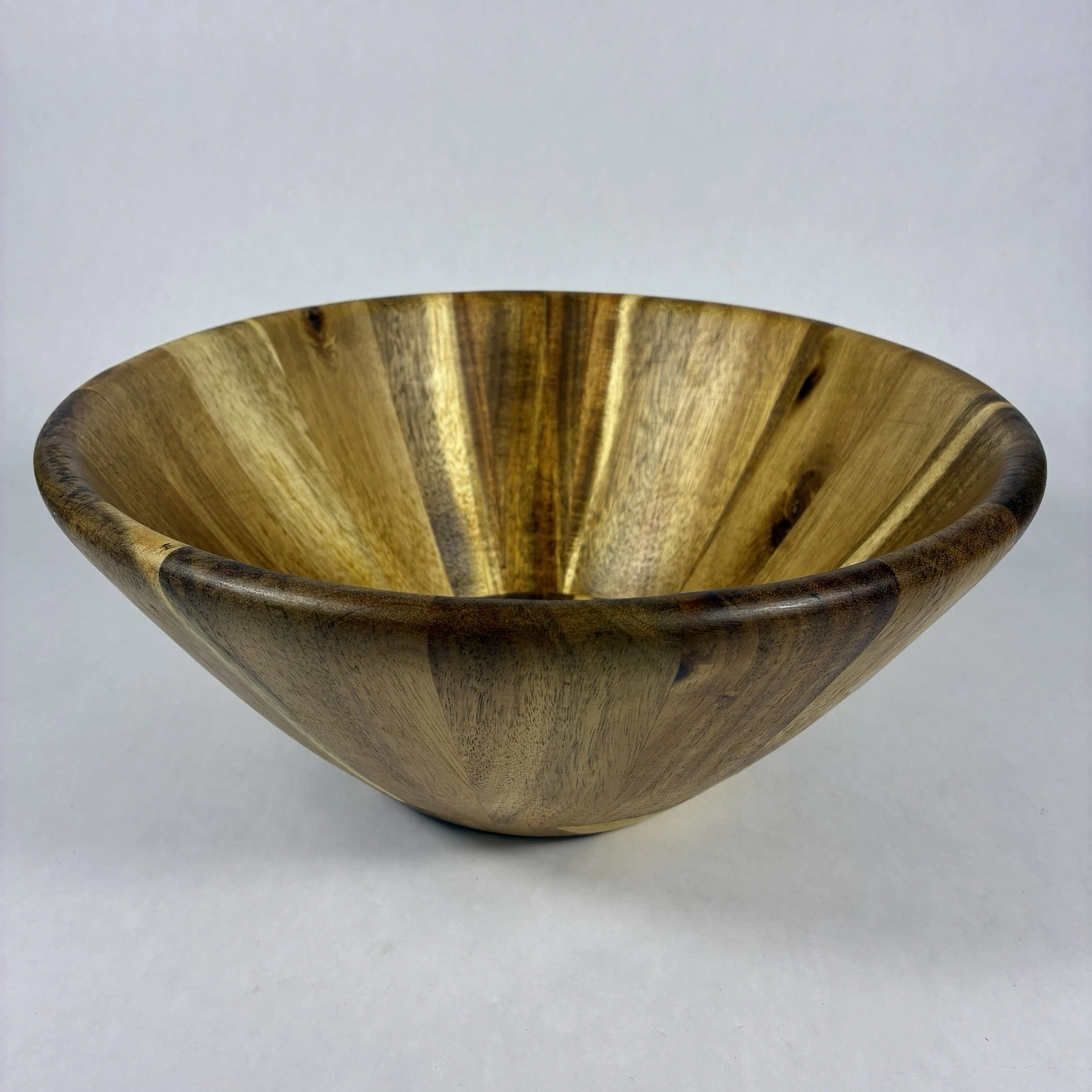 Threshold 12” Wood Salad/Serving Bowl Natural Mixed Large Elegant Striped Rustic