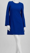 Tahari ASL Women's Blue Rhinestone-Trim Lined Scuba-Crepe Shift Dress Size 2