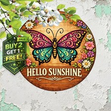 Rustic Welcome Plaque 8x8 Colorful Round Wall Art Metal Tin Sign