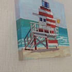 Original Tidal Watch Beach Lifeguard Acrylic Painting L Langford Signed 2024 — photo 3