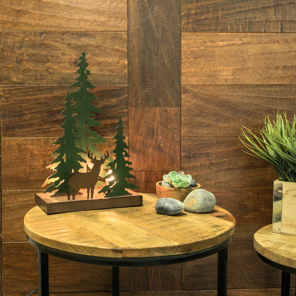 Rustic Metal Deer Forest Stroll Accent Lamp Decorative Woodland Cabin Home Decor - Image 4 of 4