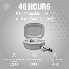 JBL Live Beam 3 True Wireless Noise-Cancelling Earbuds Silver with 48-Hour
