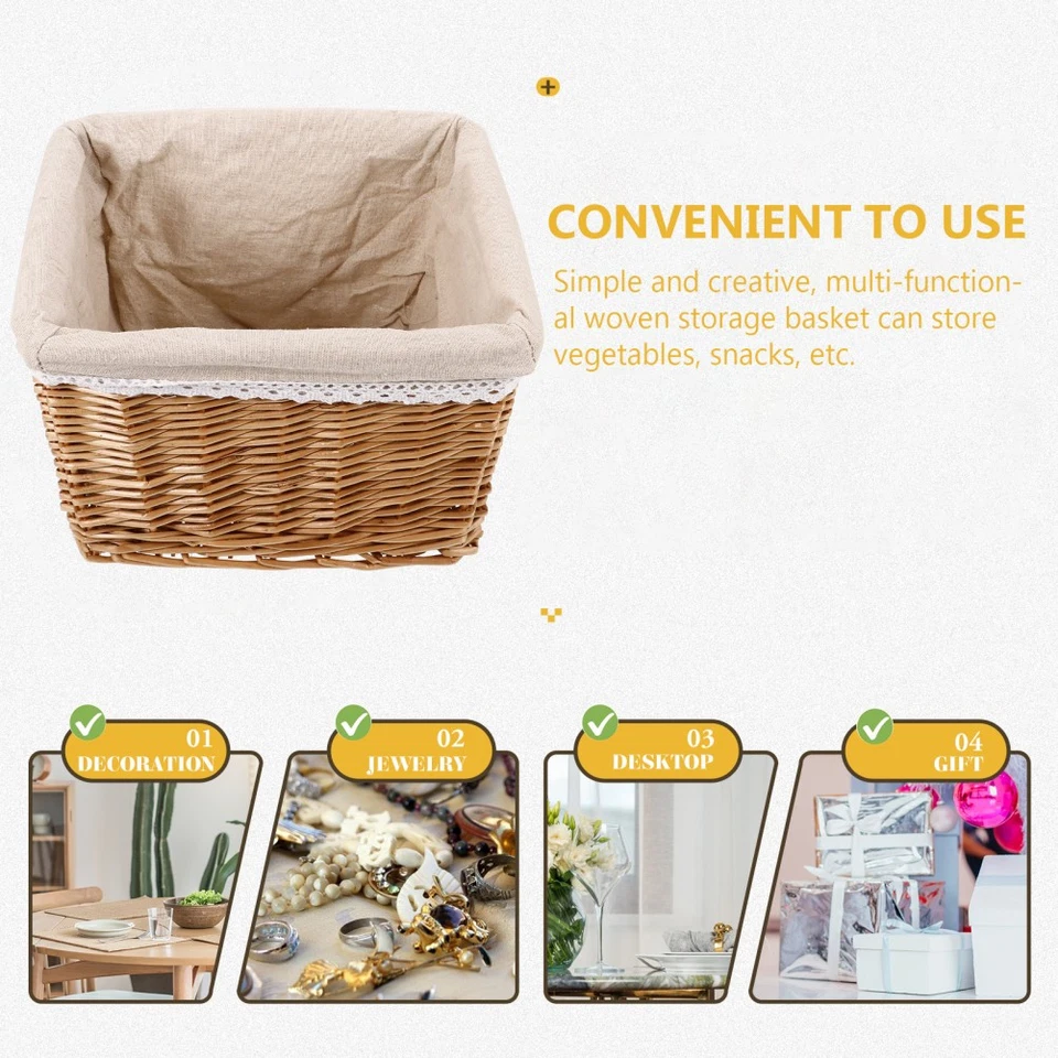 Cesti Portaoggetti Cesto in Vimini Con Coperchio Cestini Bidoni Del Bucato - Immagine 3 di 4