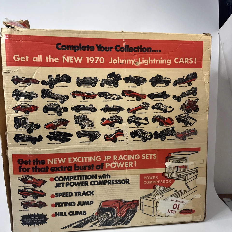 Raro 1970 Johnny Lightning Novo Indy 500 Rack Track Conjunto Na Caixa Topper Brinquedos - Imagem 2 de 4
