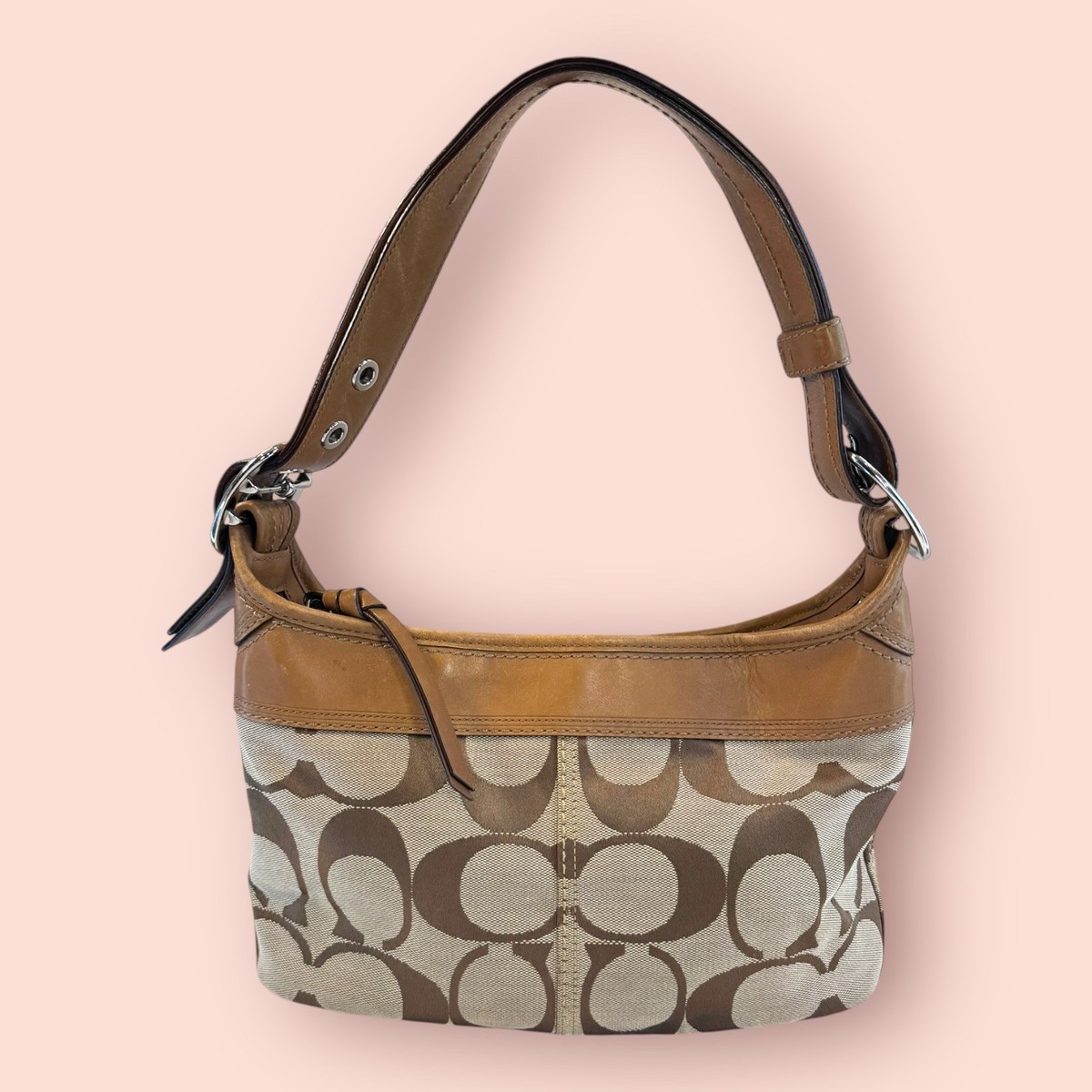 COACH Y2K Vintage Jacquard Logo Leather Medium Convertible