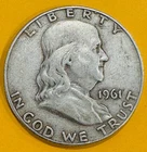 1961 Franklin Half Dollar Circulated .90 Silver