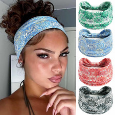 Boho Headbands Floral Wide Hair Bands African Turban Headband 4Pcs Style 81