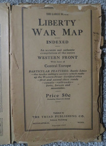 WWI Liberty War Map Of The Western Front 1918 Literary Digest Relic Europe