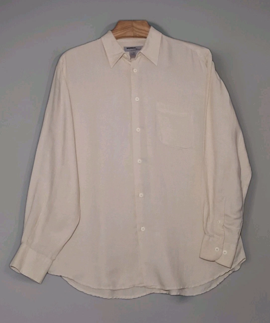 Mondo Di Marco Mens Button Shirt Size Large / 52 Tan Linen Blend Made in Italy