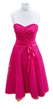 Stunnin Monsoon hot pink silk chiffon bustier strapless ball gown with belt UK 8
