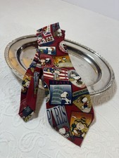 Peanuts Snoopy 100% Silk Mens Tie World Travel Vacation Novelty Red Made in USA