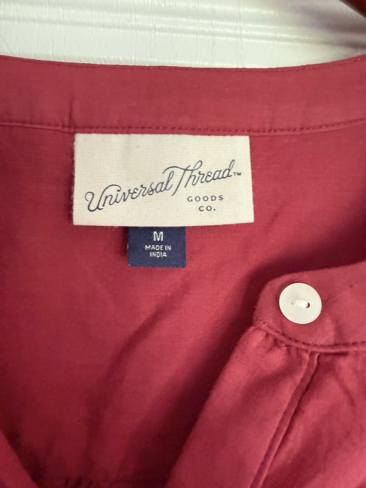 Universal thread red cotton button down shirt puf… - image 4