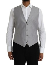 Dolce & Gabbana Light Gray Wool Formal Dress Waistcoat Men's Vest Authentic