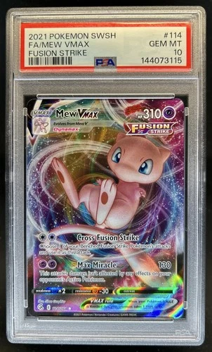 2021 Pokemon SWSH Fusion Strike Mew VMAX #114/264 PSA 10 GEM MINT
