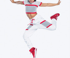 Tenth House Dance Costume Crop Top White and Red With Drawstring Pants Set - US