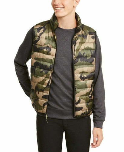 Green Camo Packable Down Puffer Vest 