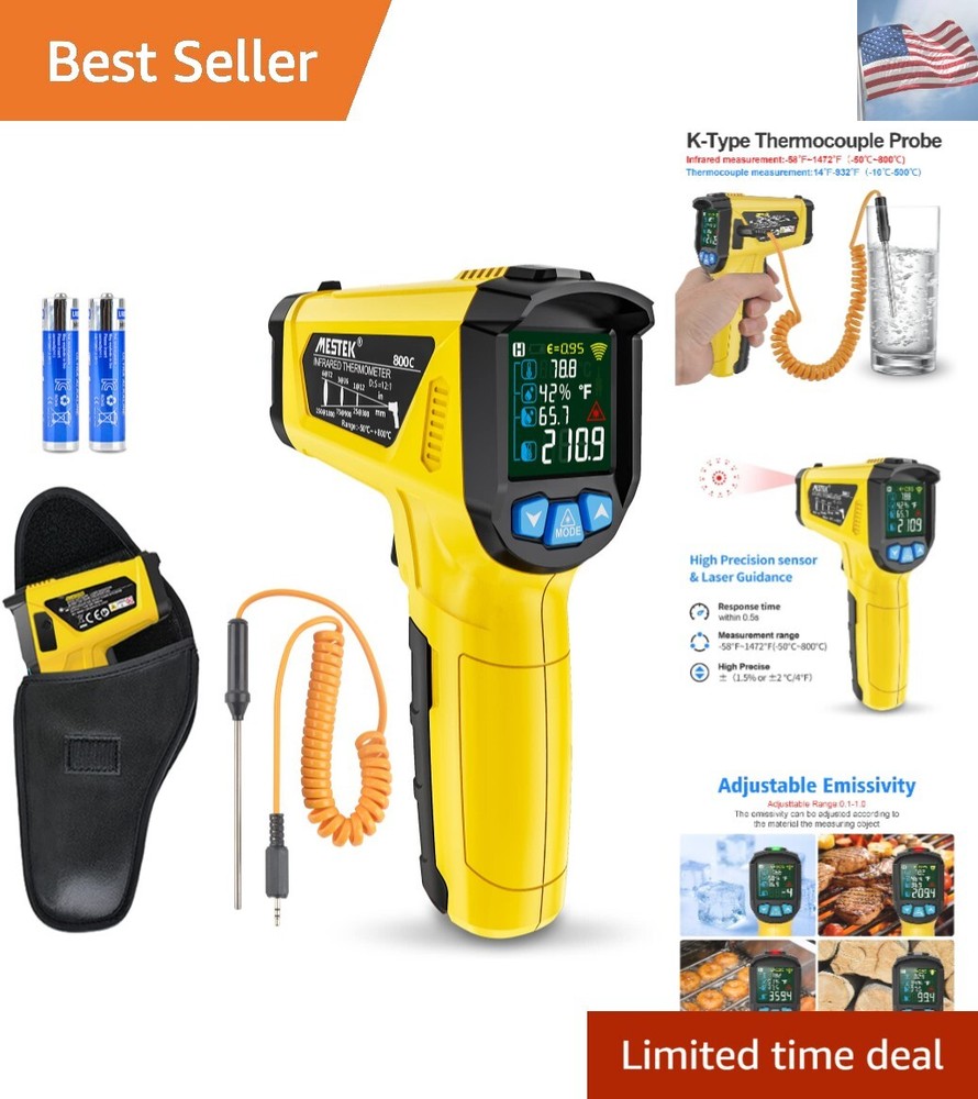 Infrared Thermometer Temperature Gun -58°F~1472°F, Digital Laser Thermometer ...