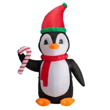 Glitzhome 8ft Lighted Christmas Airblown Inflatable LED Penguin Decor Brand New