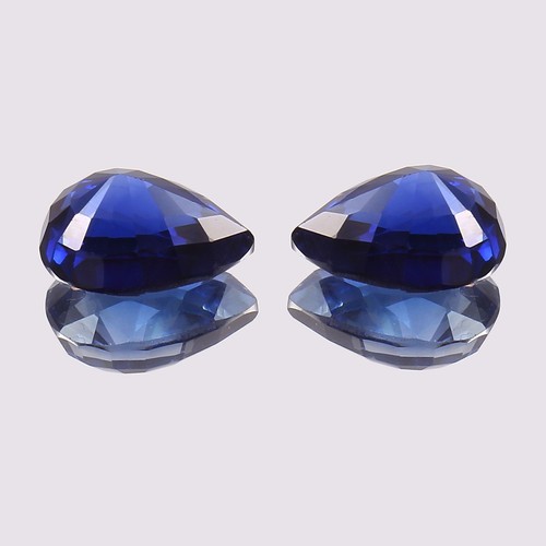 Natural Ceylon Royal Blue Sapphire Loose Pear Cut Gemstone Matched Pair 10x8 MM - Picture 6 of 6