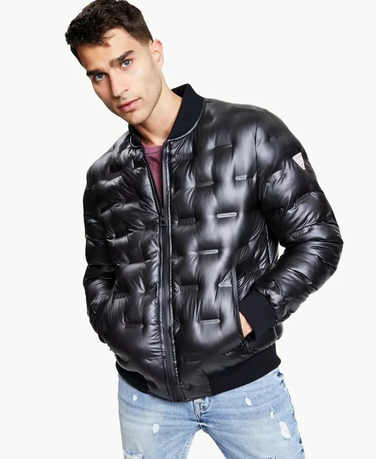 Resolver Nueva Zelanda Enciclopedia Guess Men&#039;s Stamp Quilt Puffer Bomber Jacket | eBay