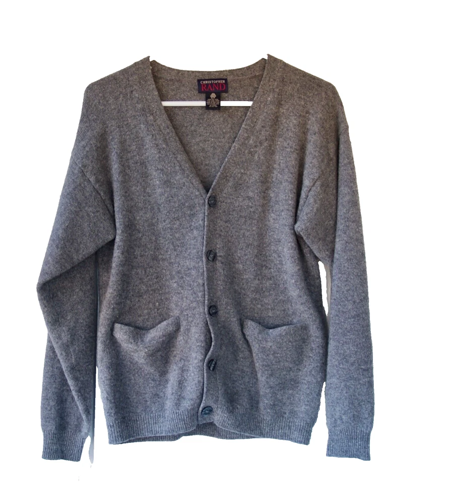 Cárdigan Christoper Rand Vintage Gris Talla Pequeña 100% Lana, Sin Sin Sintéticos Foto 2 de 4