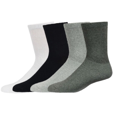 Socks Plus Crew Mens Cotton Diabetic Socks Non-Binding Top & Cushion Sole 