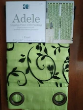 Kashi Home Adele Sage Organza Panel with Flocking 54" by 84" (one panel)