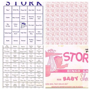 Vintage Stork Baby Shower Bingo Game 1958 Vintage Unused