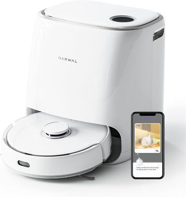 NARWAL Freo Robot Vacuum and Mop Comb Self Clean Auto Washing & Drying White
