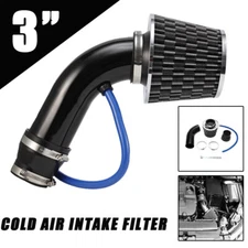 Black 3" Car Cold Air Intake Filter Induction Kit Pipe Flow Hose & Clamp System