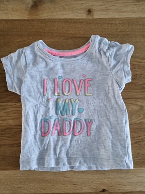 Primark cares T-Shirt kurz Gr. 68 4 - 6 mon grau I Love my Daddy Mädchen 