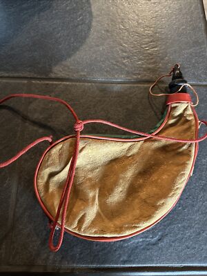 Vintage Spanish Brown Leather Bota Bag Water Wine Pouch Canteen