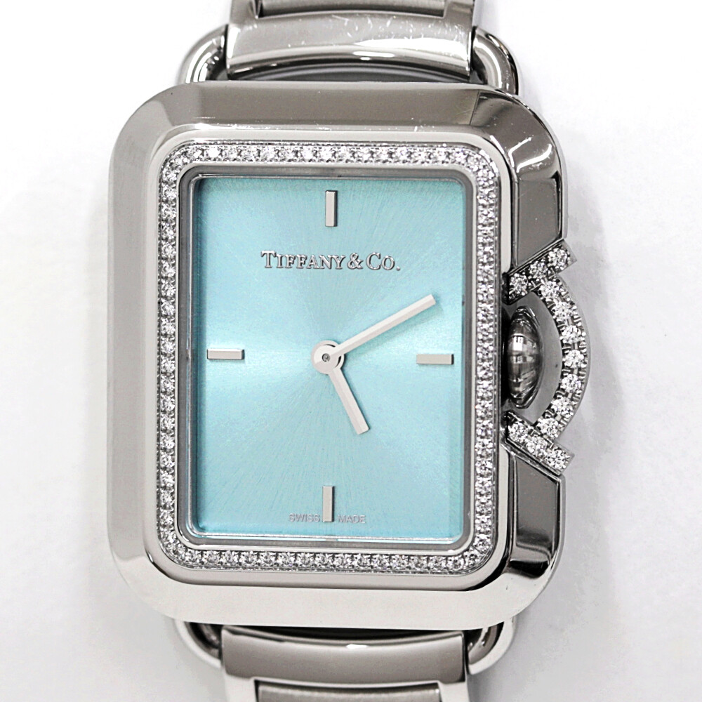 Tiffany Rectangle Limited to 500 Pieces 68483018 Watch Diamond Bezel Quartz Wo