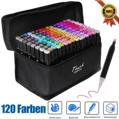 MARKENLOS 120 Farbe Marker Stifte Set Permanent Pen DIY Graffiti Sketch Twin Tip für Manga