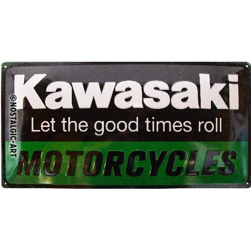 Nostalgic-Art 25x50cm Metal Sign Kawasaki Motorcycles Long Home