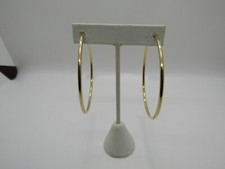 14K GOLD PLATED ENDLESS HOOP EARRINGS 3 X 60 MM WITH HIGH POLISHED FINISH SE11