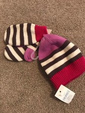 New Baby Gap Striped Hat And Mitten Set Size NB Up To 17lbs