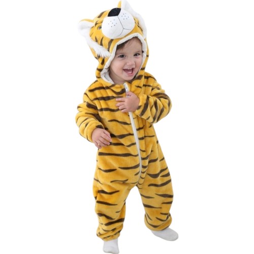 Unisex Baby Animal Costume Winter Flannel Hooded Jumpsuit Halloween Size 18-24 M