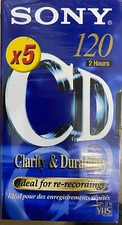 5 Pezzi VIDEOCASSETTE VHS VERGINI SONY 120"  NUOVE IN CONFEZIONE SIGILLATA