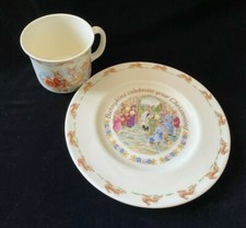Royal Doulton England Bunnykins Christening Cup and Plate Set Baby Gift
