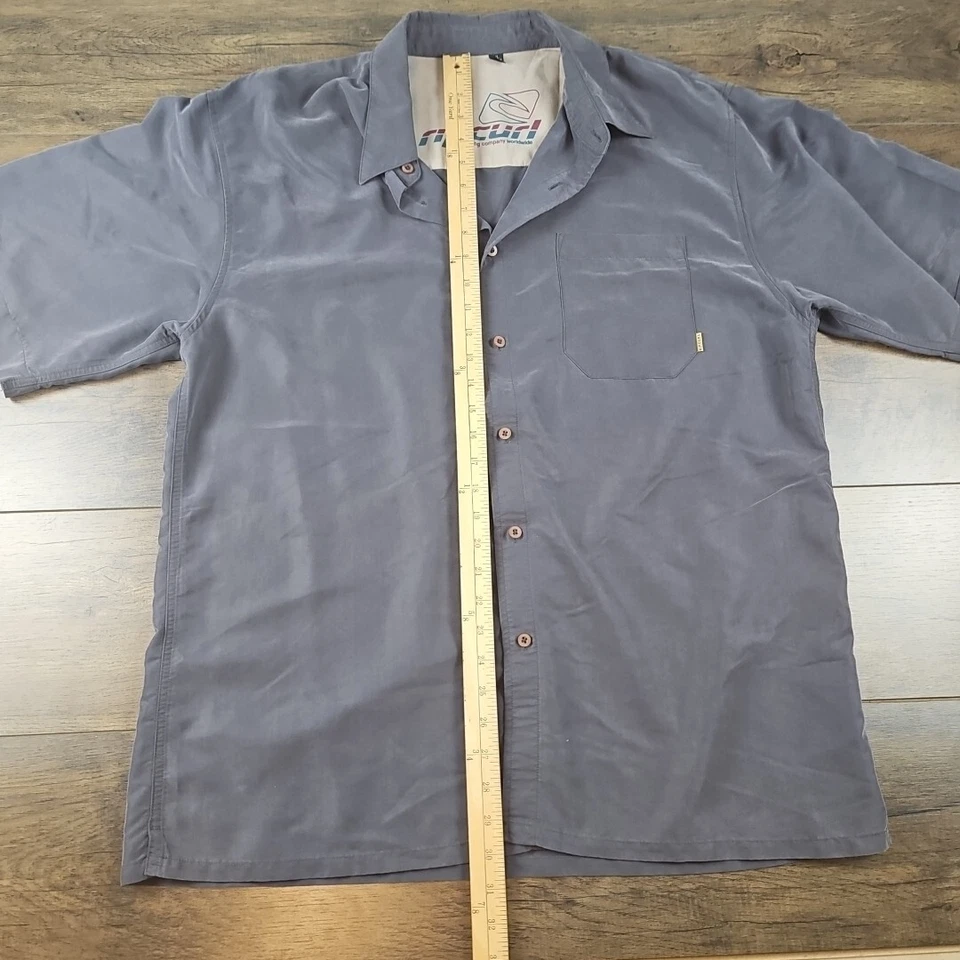 Rip Curl Grey Casual Button Up Cotton Blend Party Shirt Men's XL - Image 4 of 4