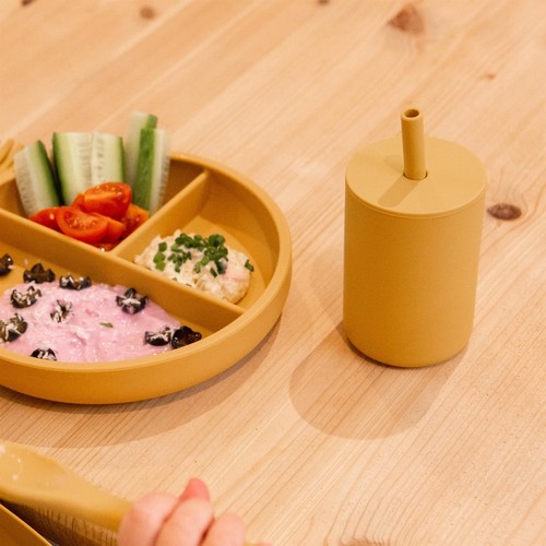 1x Tiny Dining Ochre 170ml Baby Silicone Training Cup Toddler Straw Bottle - Picture 4 of 6